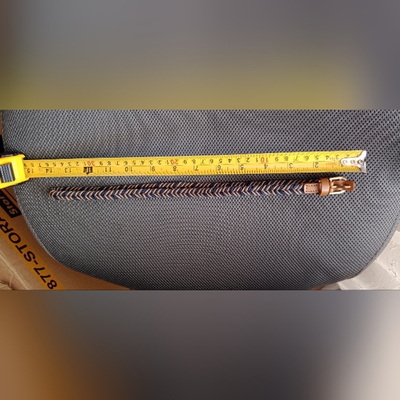 Blue and Tan Braided Belt with Spiral Pattern - Picture 3 of 4